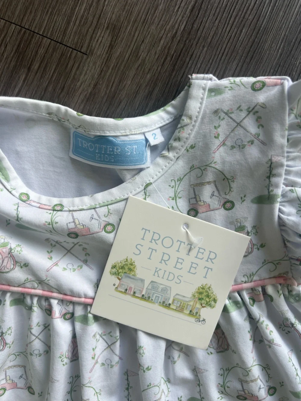 NEW Trotter Street Kids Girls Golf Two Piece Set Pink Green White Size 2